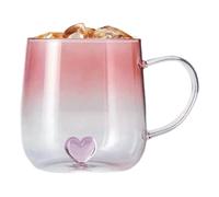 Generisch - Coffee Mug Set - 3D Heart Design Tumblers Tumblers Tumblers Pink Gradient | with 3D Heart Gradient | 400ml Glass Hot Beverage Mug | Travel Christmas Kitchen Bar Latte House Tea