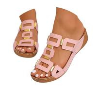 Generisch College Shoes Women's B with Square Buckle, Comfortable Mules with Padded Footbed, Winter Women's Shoes, Waterproof, pink, 4 UK