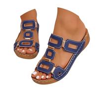 Generisch College Shoes Women's B with Square Buckle, Comfortable Mules with Padded Footbed, Winter Women's Shoes, Waterproof, darkblue, 5 UK