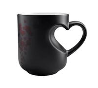 Generisch Colour Changing Coffee Mug, 325 ml Heart-Shaped Water Cup, Ceramic Drinking Cup with Handle, for Couples at Home, On the Go Kitchen