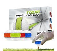 Generisch Coloured Golf Balls, 12 Training Balls - Portable Practice Aid with 360 Degree Target System for Swing Training and Putter Precision