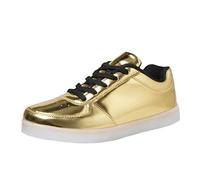 Generisch Colourful LED Light Shoes Korean Version Pair USB Charging Sports Board Shoes Low Top Gold Silver Sports Shoes, gold, 9 UK