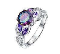 Generisch Colourful Oval Cubic Zirconia Elegant Streiner Ring Sapphire Jewellery Rings Women Full Diamond Zircon for Size 6 Chain Two Inside Each Other, 9, Copper, No Gemstone