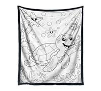 Generisch Colouring Blanket - DIY Marine Animal Theme Quilt, 59 x 50 inches Washable Soft Throw Blanket for Adults, Kids, Women, Teens, Couch, Bed, Room, Fall, Home, Winter, Airplane, Chair