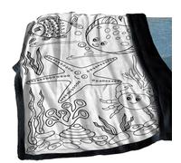 Generisch Colouring Blanket - Sea Animal Motif Mat | 150 cm x 127 cm Washable Soft Wool Blanket for Children and Women Couch Bed Travel Autumn Home Winter Aeroplane Chair Living Room