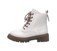 Generisch Combat Boots Women's Platform Lace-Up Boots with Block Heel Tread Sole Leather Boots British Ankle Boots Round Toe Ankle Boots Gothic Biker Boots Ankle Boots Women's Shoes, White, 3.5 UK
