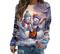 Generisch Comfort Women's Sweatshirt Women's Long Sleeve Pullover Shirt Crew Neck Christmas Printed Sweatshirt Casual Shirt Christmas Women Sweat Jacket with Crew Neck Warm, Hot Pink, S