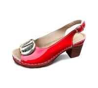 Generisch Comfortable Breathable Casual Sandals for Women with Wide Block Heel Adjustable Strap for Everyday Wear in Spring Summer, red, 5 UK