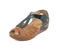 Generisch Comfortable Breathable Women's Sandals with Slip-On Closure Wedge Heel Practical Hook Loops Ideal for Leisure Everyday Travel Lightweight Hiking Companions, Green, 7 UK