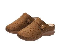Generisch Comfortable Clogs for Women with Wedge Heel and Floral Details, Breathable Leisure Mules, Comfortable Women's Shoes for Walking and Daily Activities in Summer, brown, 8 UK