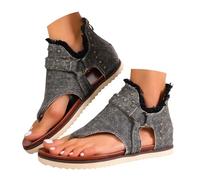 Generisch Comfortable Flat Toe Post Sandals for Beach Leisure Casual Summer Shoes with Open Toe Slip On Ideal Holiday Women, gray, 10 UK