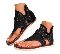 Generisch Comfortable Flat Toe Post Sandals for Beach Leisure Casual Summer Shoes with Open Toe Slip On Ideal Holiday Women, black, 5 UK