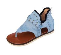 Generisch Comfortable Flat Toe Post Sandals for Beach Leisure Casual Summer Shoes with Open Toe Slip On Ideal Holiday Women, blue, 8.5 UK