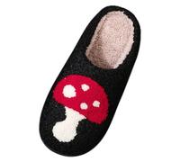 Generisch Comfortable Home Cute Cartoon Winter Cotton Slippers Men and Women Couple Models Thick Floor Warm Cotton Slippers, black, 7 UK