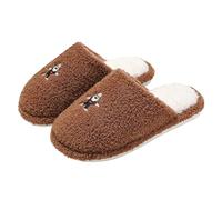 Generisch Comfortable Homewear Cute Cartoon Puppies Winter Women's Warm Slippers Women's Plush Christmas Closed, brown, 7 UK