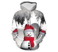 Generisch Comfortable jumper for men, ideal for outdoor activities, leisure, travel, slim fit, long sleeve with practical pocket, Christmas motifs for cold winter days, gray, S