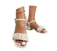 Generisch Comfortable Slipper Sandals for Women with Mid Heel - Casual Sandals for Summer Holiday Beach Walks Dates Modern Open Toe Model High Quality Material, beige, 8.5 UK