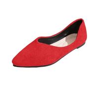 Generisch Comfortable Square Toe Slip-On Ballerinas for Women - Versatile Casual Shoes in Timeless Design, red, 7 UK