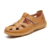 Generisch Comfortable Women's Closed Toe Sandals for Summer Holidays Daily Leisure Outdoor Activities - Adjustable Strap Breathable Design Non-Slip Sole Flat Construction, brown, 8.5 UK