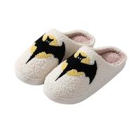 Generisch Comfortable women's cotton slippers with unique print for relaxed days at home on holiday, White, 10 UK