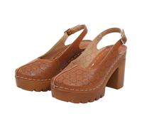 Generisch Comfortable Women's Summer Sandals - High Quality Toe Separator Sandals in Plus Sizes with Block Heel and Thick Sole for Larger Women - Elegant Beach Shoes for a Perfect Appearance, brown, 8
