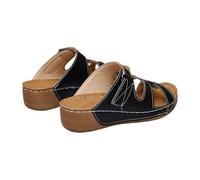 generisch Compatible with Motorcycle Shoes Women's Beach Slope Heel Slippers Hollow Casual Slippers Slope Bottom Shoes Retro Sandals High Shoes Women's Heel Winter, black, 7 UK