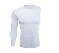 Generisch Compression Shirt Men's 1/2 Single Sleeve Long Sleeve Shirt Basketball Workout Equipment Athletic Base Layer Undershirt Regular Fit Top Sporty Gym Outfit Functional Shirt, White, XXL