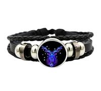 Generisch Constellation Braided Rope Bracelet - Zodiac Ghost Constellation Bracelet, Wearable Constellation Zodiac Sign Leather Unisex Bracelet for Men, Siehe Beschreibung, See description, See
