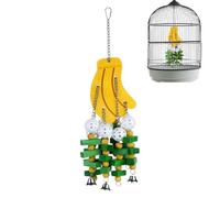 Generisch Conure Toys Wood PP Iron Chain 15 x 50 cm Banana Design Parrot Chewing and Shredding Toy Bird Beak Care and Stress Relief Cage Accessory for Cockatiel Conure Parrots Garden Backyard Play