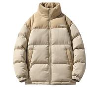 Generisch Cord Winter Jacket Men's Leisure Baggy Quilted Jacket Fashionable Down Jacket Two-Tone Puffer Jacket Casual Winter Coat Down Coat Quilted Coat Outdoor Jacket Functional Jacket, khaki, XXL