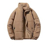 Generisch Cord Winter Jacket Men's Plain Thick Warm Quilted Jacket Stand-Up Collar Casual Winter Coat Down Coat Winter Windproof Outdoor Jacket Down Jacket Puffer Jacket Functional Jacket, khaki, 4XL