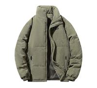 Generisch Cord Winter Jacket Men's Plain Thick Warm Quilted Jacket Stand-Up Collar Casual Winter Coat Down Coat Winter Windproof Outdoor Jacket Down Jacket Puffer Jacket Functional Jacket, Army Green