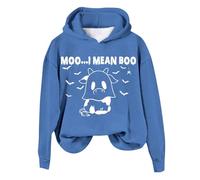 Generisch Corduroy Dress Women Casual Halloween Hooded Sweatshirt I Mean Cow Print for Women Olive Green Women, blue, S