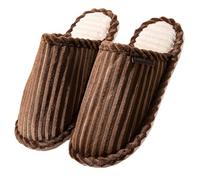 Generisch Corduroy Slippers for Cosy, Warm Winter Days - Comfortable Slip-On Slippers with Soft Material, Ideal for Relaxing at Home 34, coffee, 9 UK
