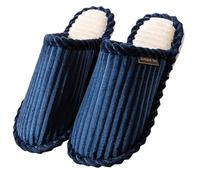 Generisch Corduroy Slippers for Cosy, Warm Winter Days - Comfortable Slip-On Slippers with Soft Material, Ideal for Relaxing at Home 34, darkblue, 10 UK