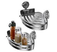 Generisch Corner Shower - 5.5" Shower Corner Shelf ABS Bathroom Shelves | 2 Piece Suction Shelf Drain Design Storage for Shampoo, Soap, Sponges, Toiletries, Small Spaces