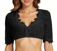 Generisch Corset Steel Rods Women's 1 Piece Underwired Lingerie Lace Vest Women's Elegant Dirndl Blouse Black Dirndl Blouse Lace Blouse for Oktoberfest Lingerie Large Sizes with Suspenders, black, 6XL