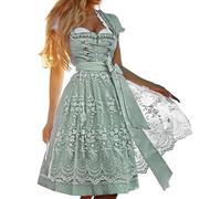 Generisch Costume Dress Germany Oktoberfest Women's Dress Short Sleeve Beer Dress Stage Performance Dress Church Fathers Medieval Sequels, Green, 4XL