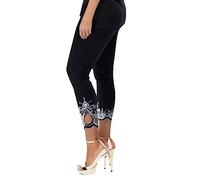 Generisch Costume Women's Fitness Training Print Jogging Mid Waist Women's Trousers Running Sports Leggings Trousers Lipedema Compression Leggings, black, 5XL