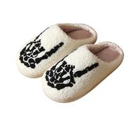 Generisch Cosy Home Halloween Skeleton Finger Warm Women's Warm Slippers 2025 Slippers Women's Memory Foam Christmas Closed, White, 5 UK