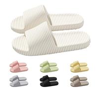 Generisch Cosy Slippers Women's Summer Wide Feet Soft Soles Slippers Cuddly Mute House Slides Non-Slip Household Shoes Plain Slippers Minimalist Slippers, khaki, 10 UK