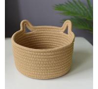 Generisch Cotton Rope Basket - Soft Woven Storage, Stylish Neutral Compact Organiser for Kids Room, Versatile Wardrobe Holder in Bedroom, Tidy Management a