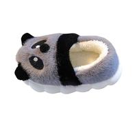 Generisch Cotton Slippers Winter Cute Panda Warm Large Furry Girls Slippers Lambskin, gray, 8 UK Child