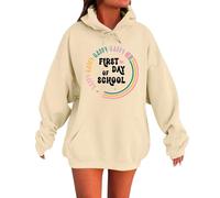 Generisch Cotton Sweatshirts & Jumpers, Oversized Hoodie, Simple Lightweight Hoodies for Women, Fashionable Tops, Trendy Outfits for Camping, Outdoor, Travel and Hiking, beige, XXL