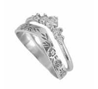 Generisch Couple Chain Rings Finger Hoop 1 Pair Finger Hoop Plain V Shape Garland Shape Matching Ladies Hoop Set Wedding Gift Ladies Hoop Set Dough Rings, 6, Zinc alloy, No Gemstone