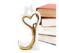 Generisch Couple Figurine, Romantic Ceramic Decoration with Heart Design, Love Decoration, for Christmas, Wedding, Valentine's Day, Birthday and as a Table Decoration