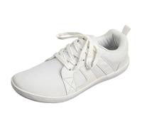 Generisch Couple Style Men's and Women's Plain Leather Strap Big Barefoot Shoes Wide Bar Athletic Casual Shoes, White, 12 UK