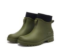 Generisch Couples Fashion Rain Season Tube Mouth Solid Colour Rain Shoes Thick Rainproof Non-Slip Rain Boots, Army Green, 10 UK