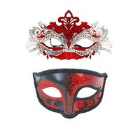 Generisch Couples in Carnival for Festive Masquerade Parties - The Perfect Pair for Halloween Costume Nights (Red2, One Size)