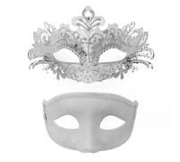 Generisch Couples in Carnival for Festive Masquerade Parties - The Perfect Pair for Halloween Costume Nights (White, One Size)